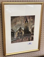 Lot 402 - William Turner, "Church at New Cross", oil.
