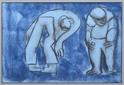 Lot 453 - John Thompson, "Stooping Man", pastel drawing.