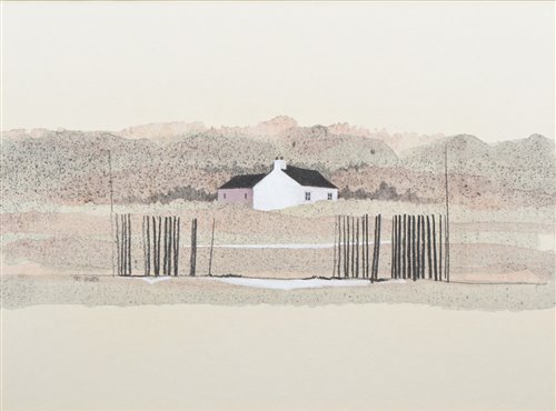 Lot 434 - Mike Haworth, "A View Through A Fence", watercolour and charcoal.