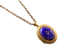 Lot 65 - Victorian 18ct gold guilloche enamel locket