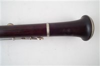 Lot 28 - Oboe by Jerome Thibouville - Lamy 1867-1950 Eb pitch (possibly for a military band) with 10 Charterhouse Street London address, black wood with nickel silver keys.