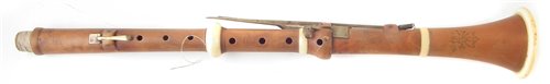 Lot 172 - Restoration project Clarinet circa 1830 (lacks barrel and mouthpiece) parts by Wood and Ivy, Metler boxwood and ivory parts.