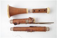 Lot 172 - Restoration project Clarinet circa 1830 (lacks barrel and mouthpiece) parts by Wood and Ivy, Metler boxwood and ivory parts.