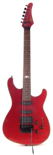 Lot 177 - Marlin super-strat type electric guitar in metalic red with hard case.