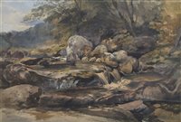 Lot 305 - William James Muller, "A Welsh River", watercolour.