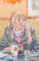 Lot 363 - Don McKinlay, "A Welcome Cigarette", oil.
