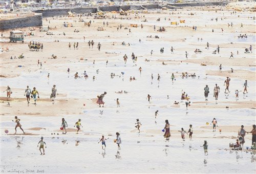 439 - Robert Littleford, Beach scene with figures, watercolour.