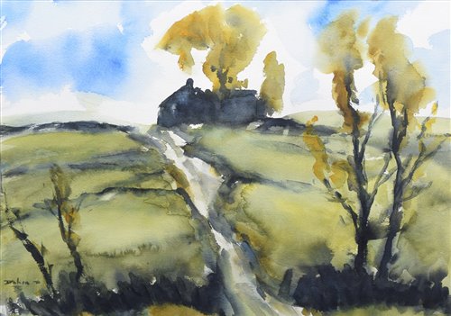 Lot 428 - Brian Dobson, "Top Withens, Haworth Moor", watercolour.