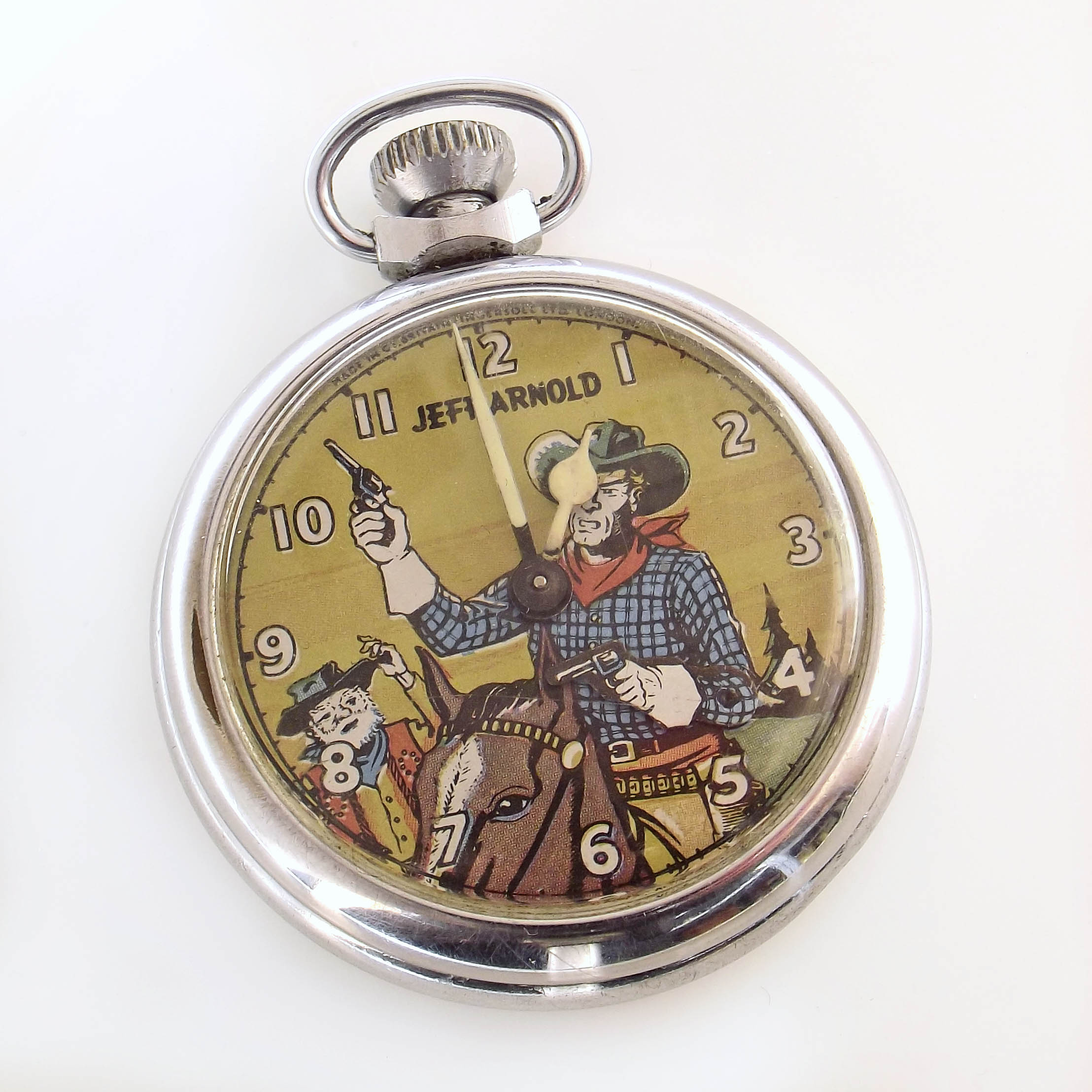 Lot 17 Jeff Arnold chrome pocket watch.