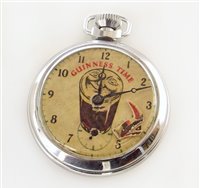 Lot 24 - "Guinness Time" chrome pocket watch.