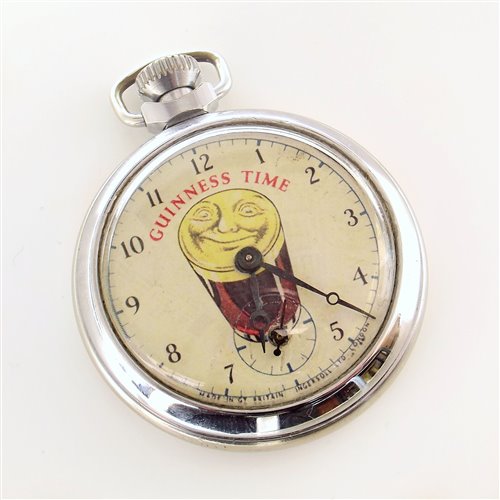 Lot 25 - "Guinness Time" chrome pocket watch.