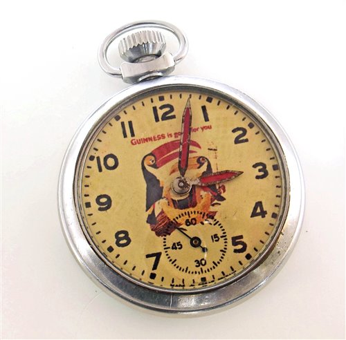 Lot 29 - "Guinness is Good For You" chrome pocket watch.