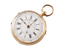 Lot 131 - 18ct gold centre seconds chronograph pocket watch