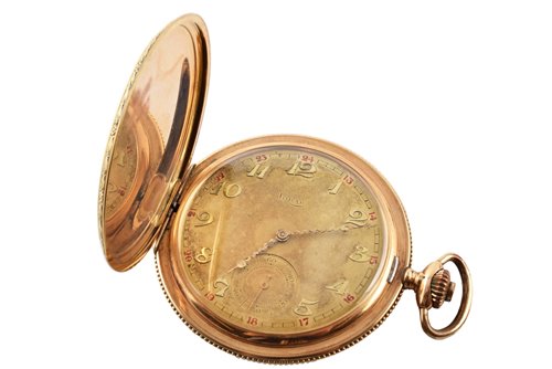 Lot 144 - Art Deco 14ct gold Lobar full Hunter pocket watch