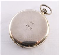 Lot 9 - Omega white metal open face military pocket watch