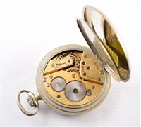 Lot 9 - Omega white metal open face military pocket watch
