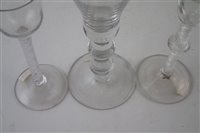 Lot 179 - Wine glass with ogee shaped bowl and two others (with chipped feet)
