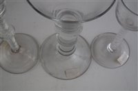 Lot 179 - Wine glass with ogee shaped bowl and two others (with chipped feet)