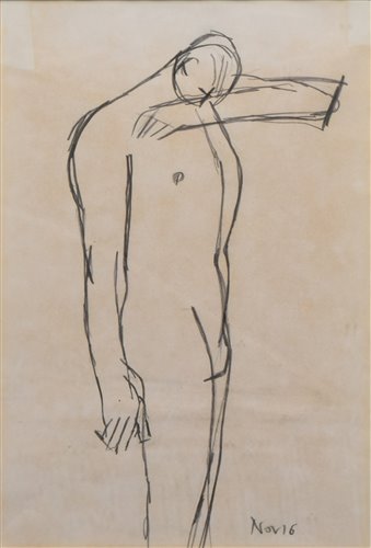 Lot 291 - Keith Vaughan, "Standing Figure", pencil drawing.