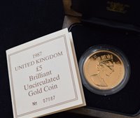 Lot 73 - 1987 United Kingdom £5 Brilliant Uncirculated Gold Coin.