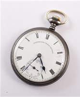 Lot 33 - Circa 1920's pocket watch marked 'Staffordshire Weekly Sentinel'
