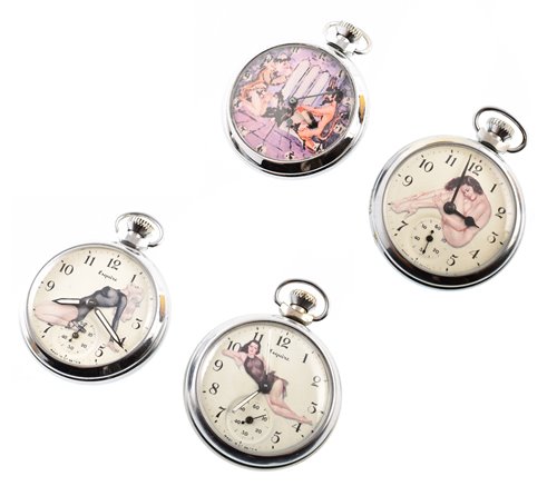 Lot 4 - Three Esquire pin-up girl watches and one other automaton watch