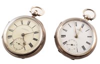 Lot 5 - Two silver open faced pocket watches marked H. Samuel, Manchester