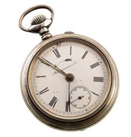 Lot 34 - Hausmann & Co silver pocket watch with alarm feature