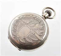 Lot 11 - Silver pocket watch and a white metal full hunter pocket watch