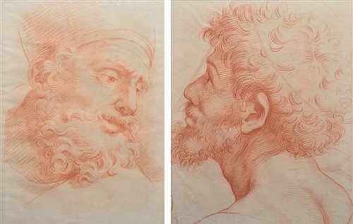 Lot 312 - Continental School, 18th century, Male portraits, red chalk drawings (2).