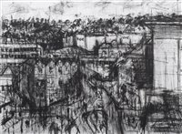 Lot 272 - Ian Norris, "Blackburn Station", charcoal drawing.