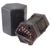 Lot 61 - C. Morris Hanley 20 key concertina with case.