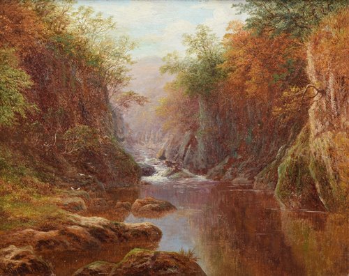 Lot 303 - William Mellor, River scene, oil.