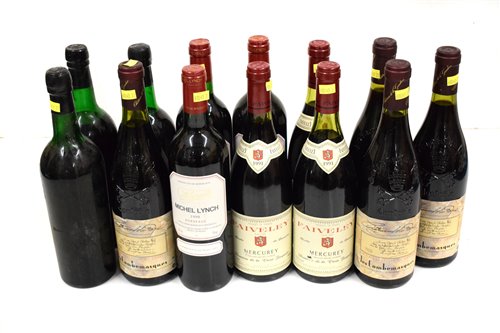 Lot 128 - 3 x bottles Michel-Lynch Bordeux 1998. 3 x Faiveley, Domaine de la Croix Jacquelet 1991. 4 x Chateauneuf du Pape, Les Combemasques, 1992. 3 x Quinta Do Noval 1970 Port. (no labels).