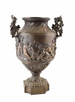 Lot 323 - A mid-19th century French bronze urn.