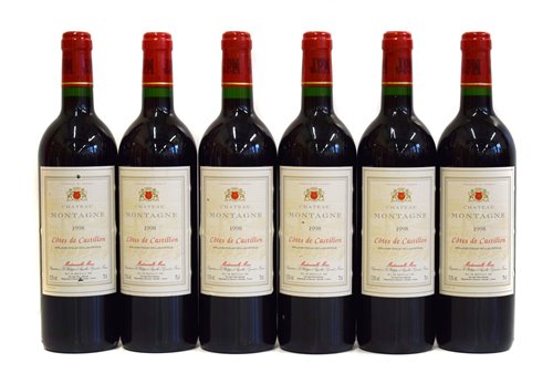 Lot 130 - Chateau Montagne, Cotes de Castillon, 1998, 6 bottles.