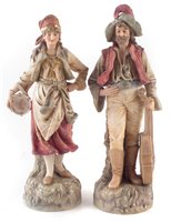 Lot 44 - Pair of Robinson and Leadbeater coloured Parian figures.