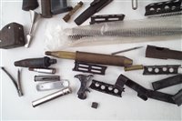 Lot 282 - Collection shooting related items including clips, magazines, reloading tools, parts of guns, etc.