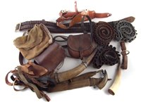 Lot 297 - Collection of leather shotgun belts, bags etc