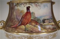 Lot 60 - Aynsley vase painted with Pheasants