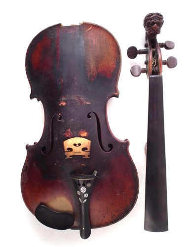 Lot 13 - German violin with lion head peg box