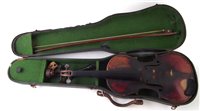 Lot 13 - German violin with lion head peg box