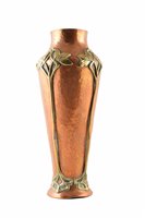 Lot 318 - An Art Nouveau copper and brass vase by the WMF Group, Berlin.