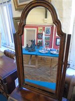 Lot 380 - 18th century walnut table top toilet mirror.