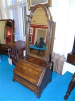 Lot 380 - 18th century walnut table top toilet mirror.