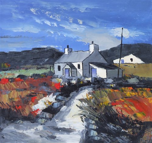 Lot 215 - Mike McDonald, "Highland Cottage", oil.