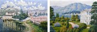 Lot 212 - Antonio Sannino, "Vittoria sul Lago di Como" and "Cherry Blossom, Toscana" oil on canvas (2).
