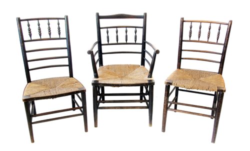 Lot 357 - Late 19th century William Morris design, Sussex open armchair and two others.