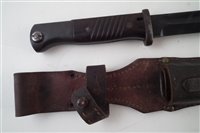 Lot 224 - German WW2  Waffenamt stamped Mauser  K98 bayonet, scabbard and frog