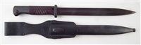 Lot 221 - German WW2 Waffenamt stamped Mauser K98 bayonet, scabbard and frog